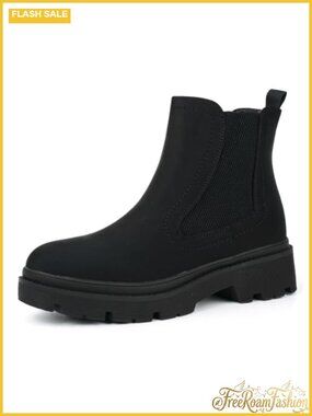Women's Chelsea Ankle Boots Low Heel Slip On Elastic Side Comfort Work